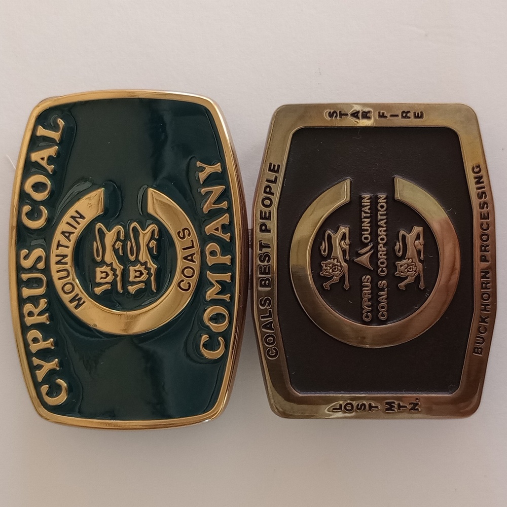 Vtg Cyprus Coal Brass Belt Buckles